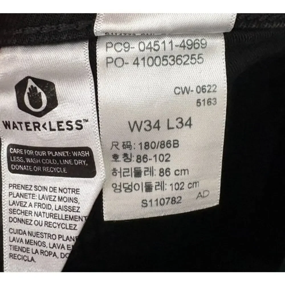 Levis Mens Slim Fit Black Denim Size 34x34